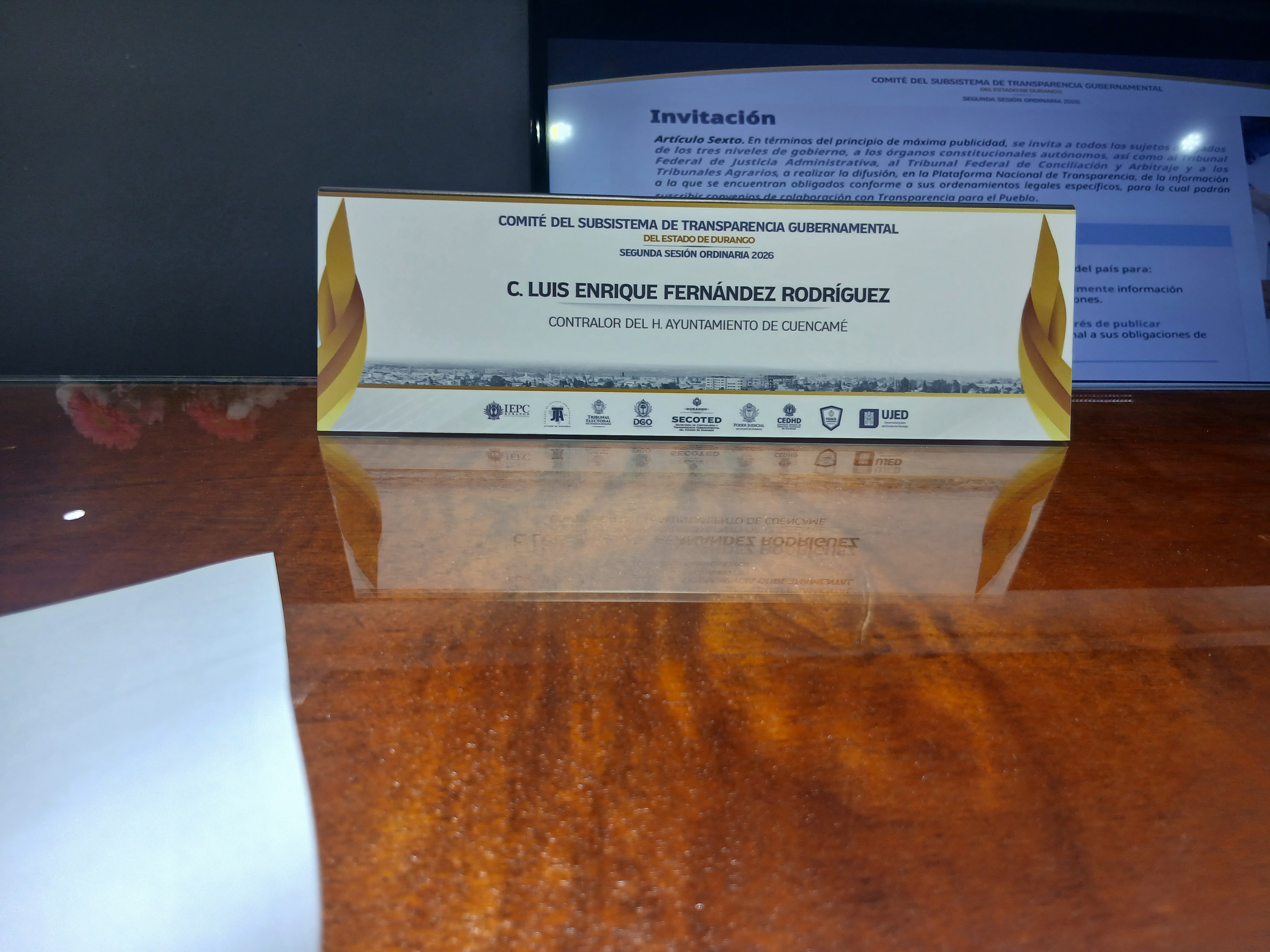Ratificación como Coordinador del Subsistema de Transparencia del Estado de Durango