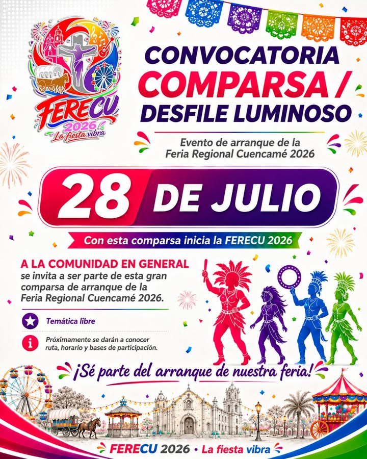 🎆🥳 ¡Sé parte del arranque de nuestra feria! 🥳🎆 Éste 28 de Julio te esperamos para disfru...