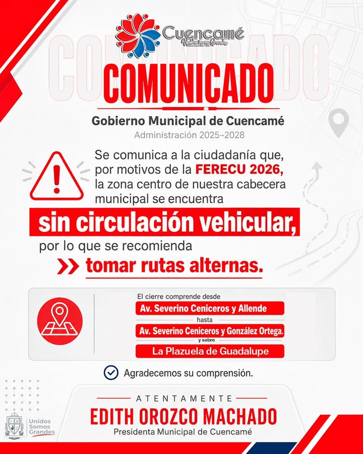 🚧 ¡Aviso importante! 🚧 Con motivo de la FERECU 2026 🎉, algunas calles permanecerán cerrad...