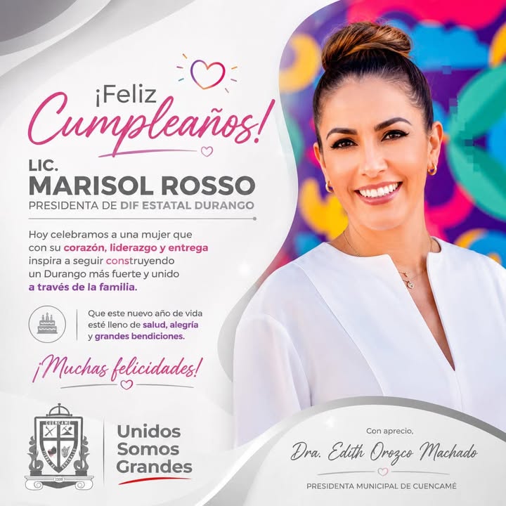 Muchas felicidades Marisol Rosso que esté disfrutando mucho su día! Abrazos desde Cuencamé 🎇🥳
