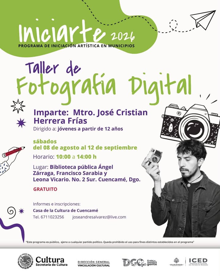 🚨Taller de Fotografía Digital 📸dirigido a jóvenes a partir de 12 años .. ¡Te esperamos! Má...