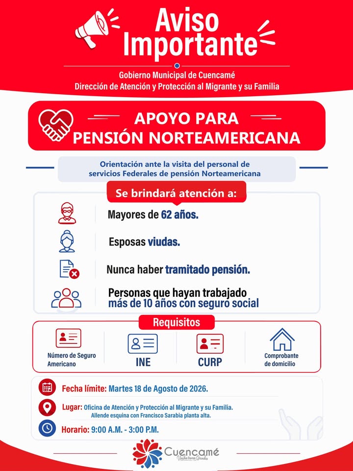 📣 𝗔𝗧𝗘𝗡𝗖𝗜𝗢́𝗡 𝗖𝗨𝗘𝗡𝗖𝗔𝗠𝗘́: 𝗣𝗘𝗡𝗦𝗜𝗢́𝗡 𝗡𝗢𝗥𝗧𝗘𝗔𝗠𝗘𝗥𝗜𝗖𝗔𝗡𝗔 🇺🇸📄 El 𝗚𝗼𝗯𝗶𝗲𝗿𝗻𝗼 𝗠𝘂𝗻𝗶𝗰𝗶𝗽𝗮𝗹 𝗱𝗲 𝗖𝘂𝗲𝗻𝗰𝗮𝗺𝗲́ brin...