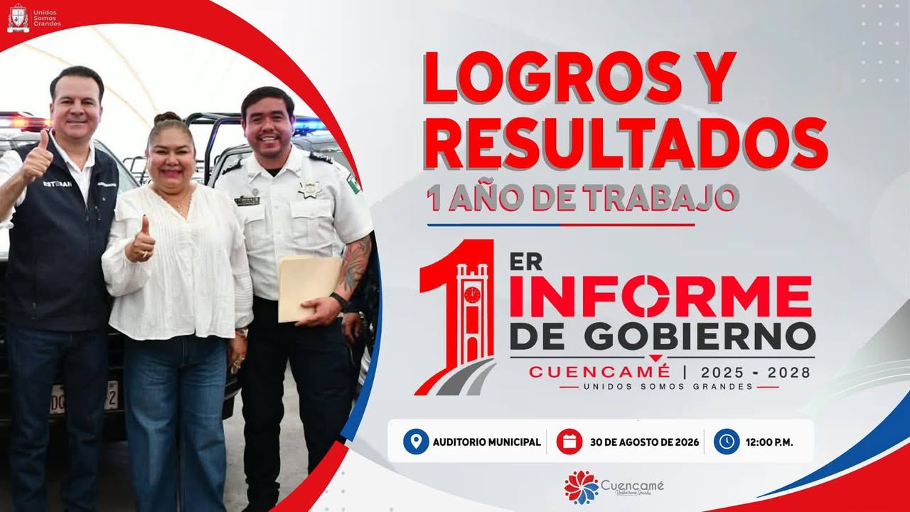 📢✨ ¡𝐀𝐜𝐨𝐦𝐩𝐚́𝐧̃𝐚𝐧𝐨𝐬 𝐚𝐥 𝐏𝐫𝐢𝐦𝐞𝐫 𝐈𝐧𝐟𝐨𝐫𝐦𝐞 𝐝𝐞 𝐆𝐨𝐛𝐢𝐞𝐫𝐧𝐨 𝐝𝐞 𝐂𝐮𝐞𝐧𝐜𝐚𝐦𝐞́! ✨📢 📌A un año de trabajo, ...